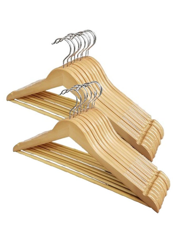 Pack of 20 Non-Slip Swivel Hook Wooden Hangers With Rubber Grip