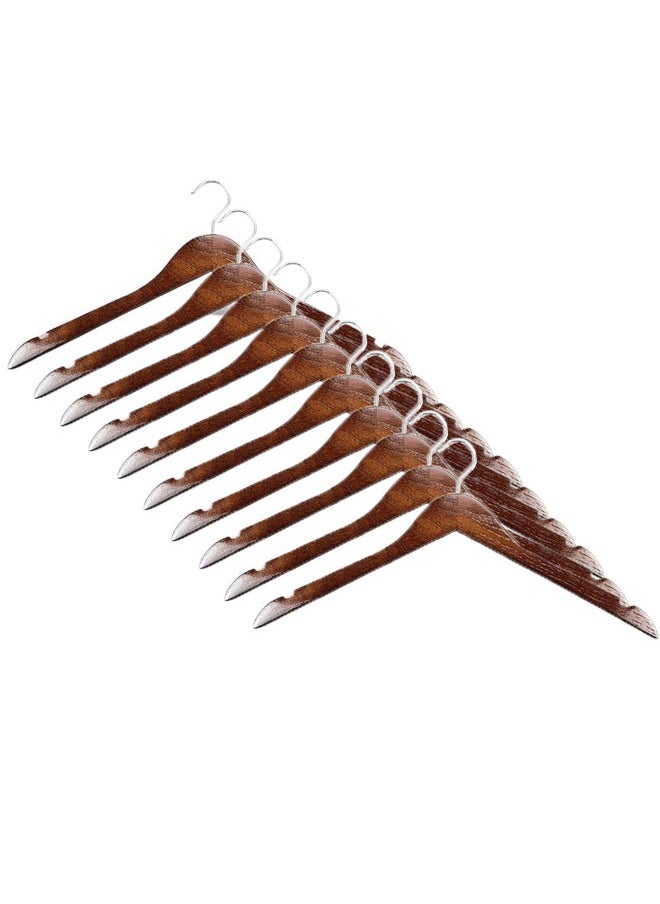 Pack of 10 Non-Slip Swivel Hook Wooden Hangers