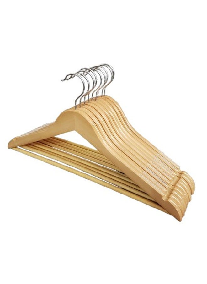 Pack of 10 Non-Slip Swivel Hook Wooden Hangers With Rubber Grip