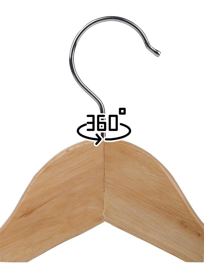 Pack of 10 Non-Slip Swivel Hook Wooden Hangers With Rubber Grip