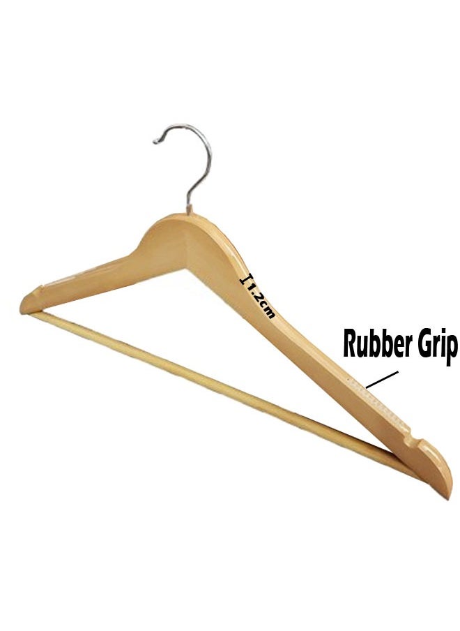 Pack of 10 Non-Slip Swivel Hook Wooden Hangers With Rubber Grip