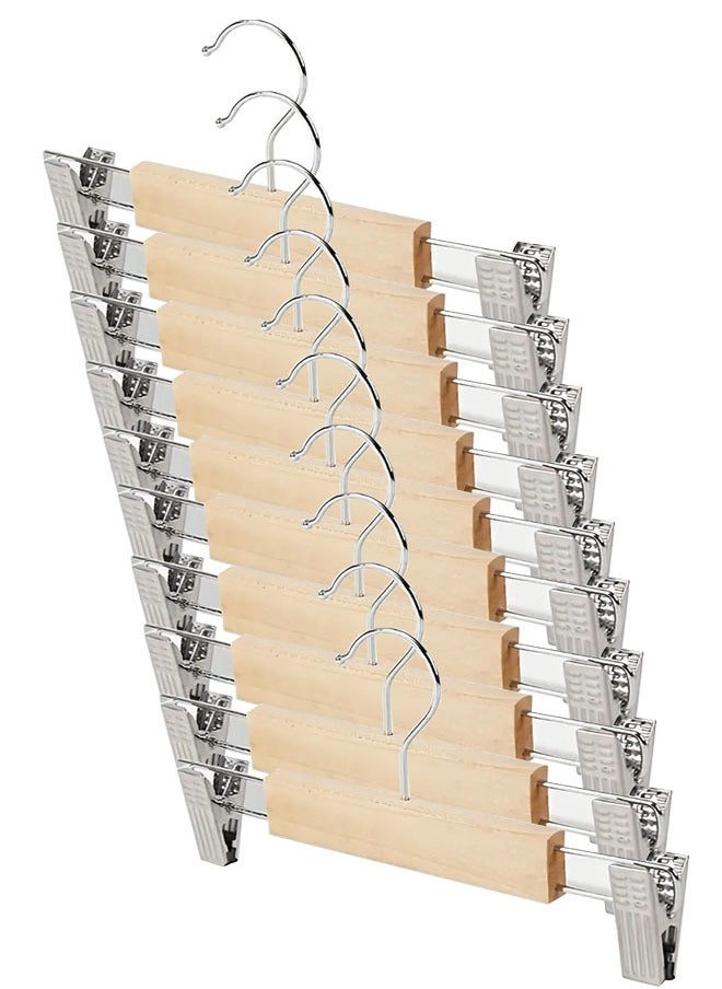 Pack of 10 Non-Slip Seamless Multi-Function Belt Clip Solid Wood Hook Hanger