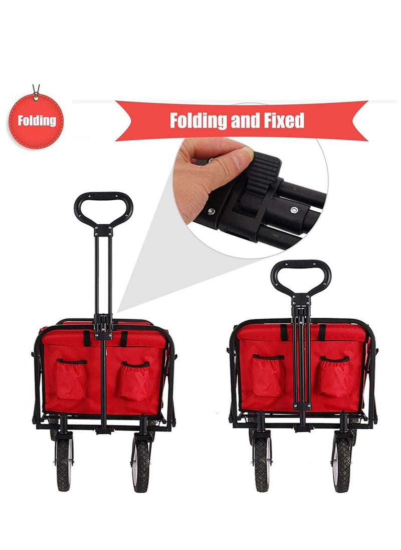 Multi-Functional Folding Shopping Cart Trolley Red