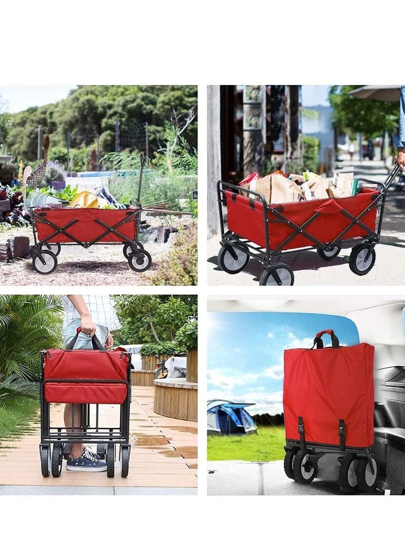 Multi-Functional Folding Shopping Cart Trolley Red