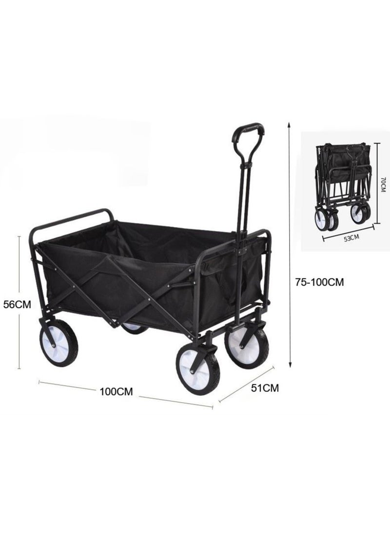 Folding Wagon Foldable Camping Cart Heavy Duty Utility Beach Wagon Cart  Large Capacity Foldable Grocery Wagon for Garden Outdoor Sports Camping Picnic