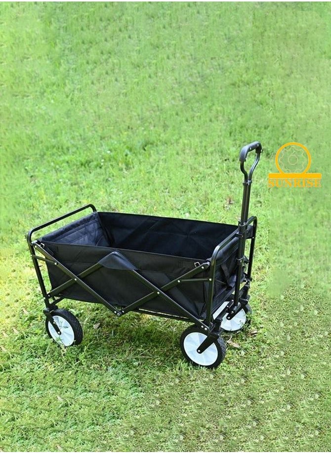 Folding Wagon Foldable Camping Cart Heavy Duty Utility Beach Wagon Cart  Large Capacity Foldable Grocery Wagon for Garden Outdoor Sports Camping Picnic