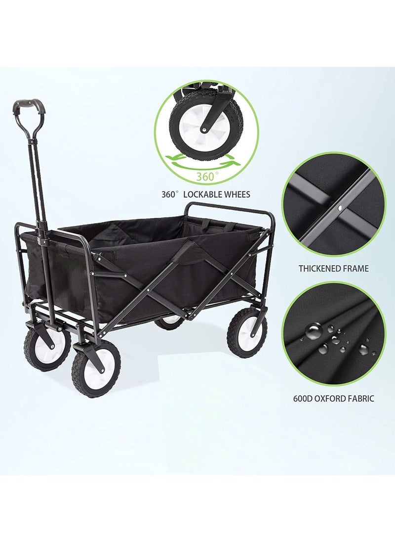 Folding Wagon Foldable Camping Cart Heavy Duty Utility Beach Wagon Cart  Large Capacity Foldable Grocery Wagon for Garden Outdoor Sports Camping Picnic