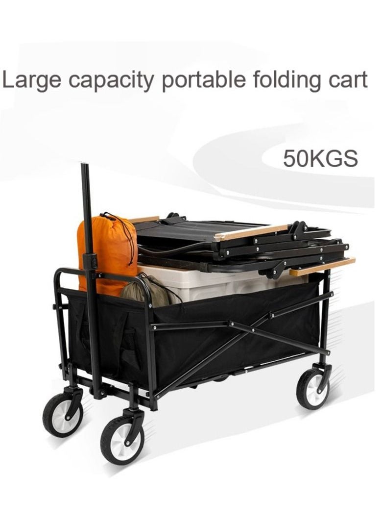 Folding Wagon Foldable Camping Cart Heavy Duty Utility Beach Wagon Cart  Large Capacity Foldable Grocery Wagon for Garden Outdoor Sports Camping Picnic