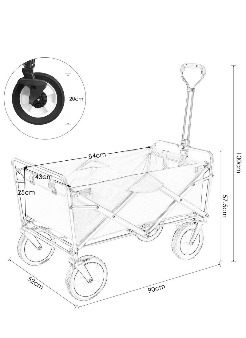 COOLBABY Heavy Duty Collapsible Folding Wagon Utility Outdoor Camping Garden Cart with Universal Wheels & Adjustable Handle