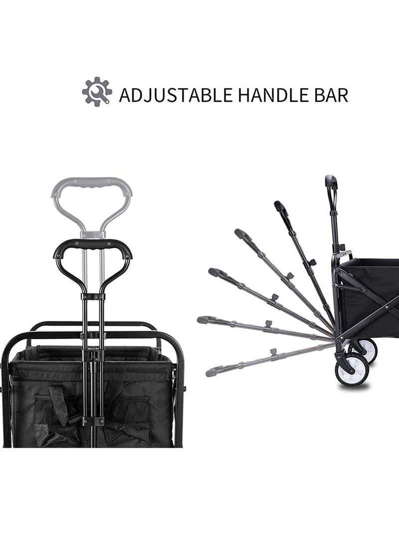 COOLBABY Heavy Duty Collapsible Folding Wagon Utility Outdoor Camping Garden Cart with Universal Wheels & Adjustable Handle