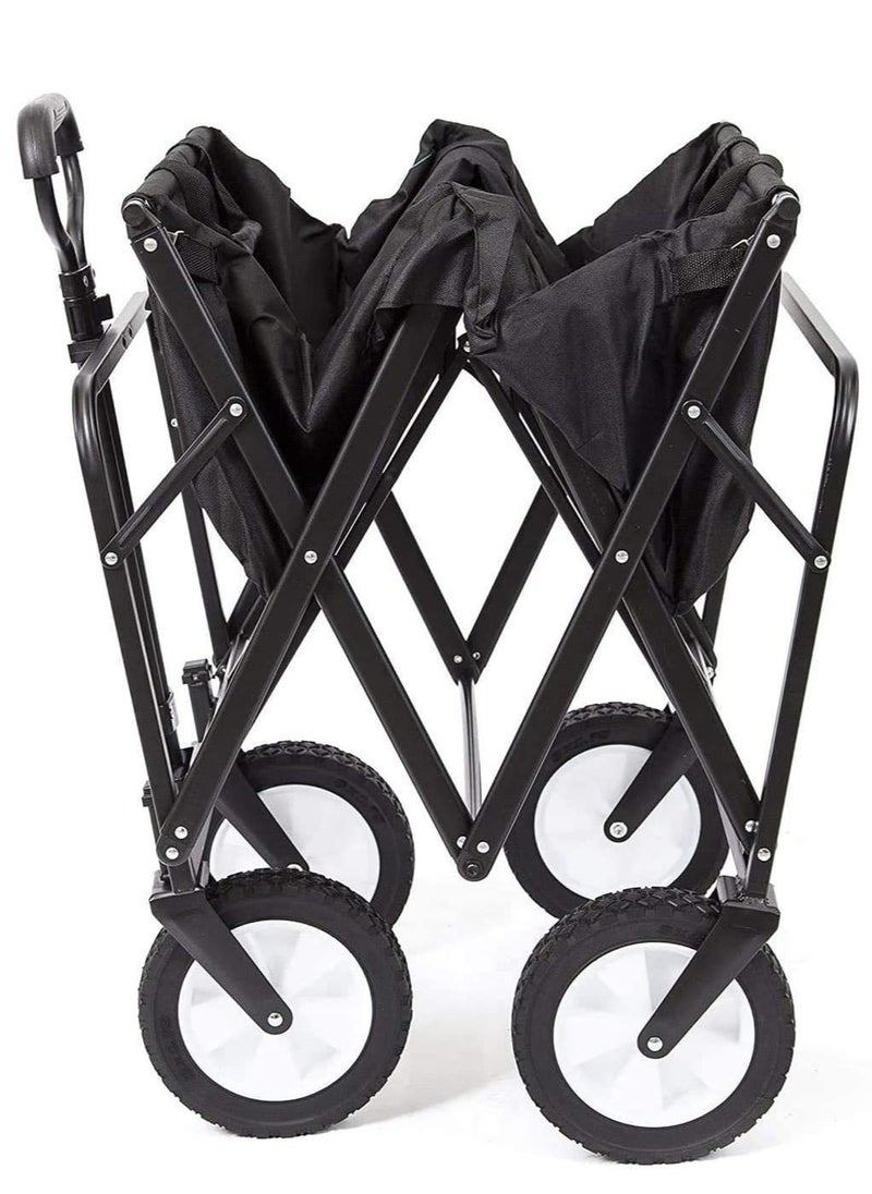 COOLBABY Heavy Duty Collapsible Folding Wagon Utility Outdoor Camping Garden Cart with Universal Wheels & Adjustable Handle