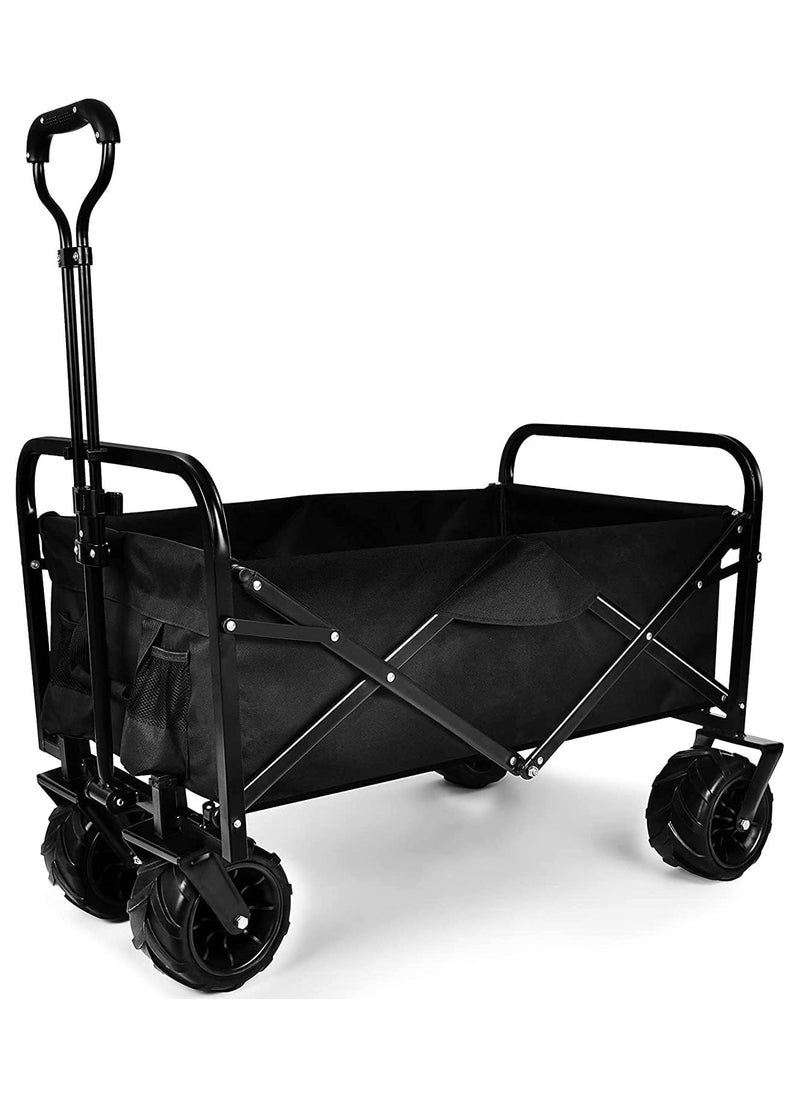 Folding Wagon Foldable Camping Cart Heavy Duty Utility Beach Wagon Cart Large Capacity Foldable Grocery Wagon for Garden Outdoor Sports Camping Picnic