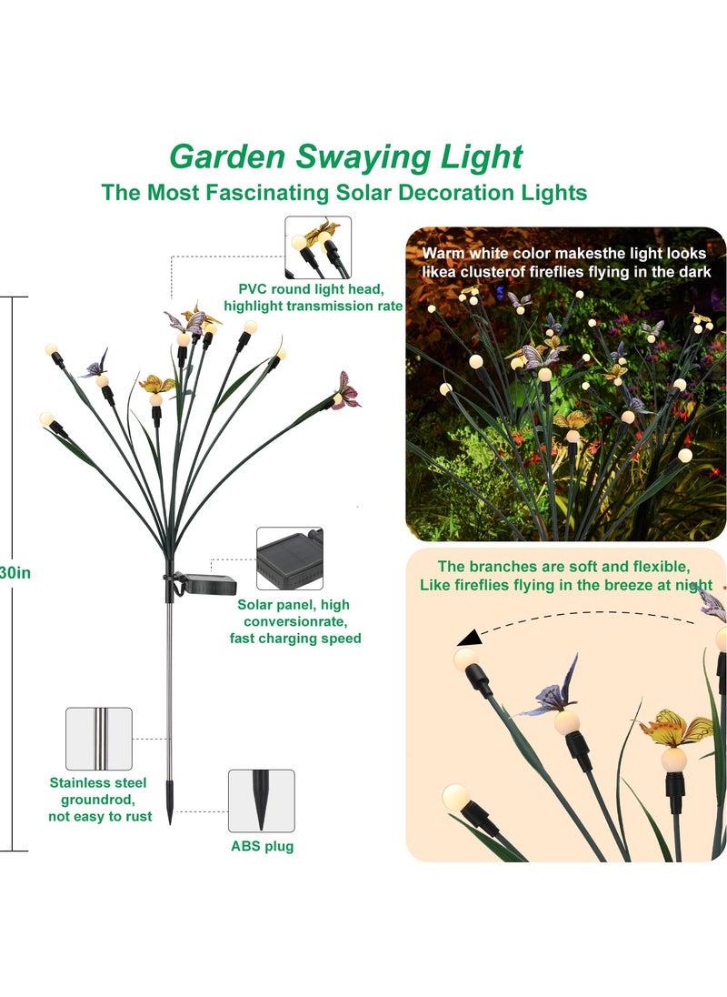 Solar Garden Lights, Butterfly Solar Lights for Outside- Waterproof Fairy Lights for Outdoor Yard Patio Pathway Lawn Decoration - Realistic Butterflies & Dragonflies(2 Pack)