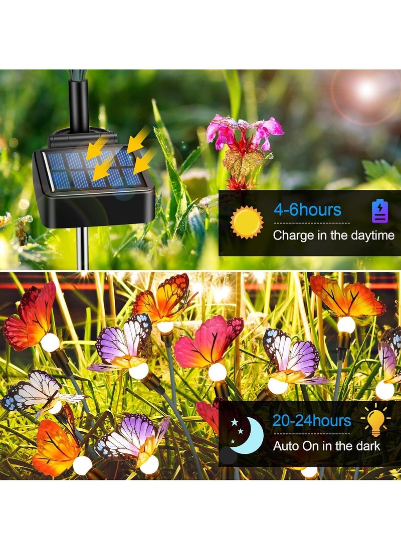 Solar Garden Lights, Butterfly Solar Lights for Outside- Waterproof Fairy Lights for Outdoor Yard Patio Pathway Lawn Decoration - Realistic Butterflies & Dragonflies(2 Pack)