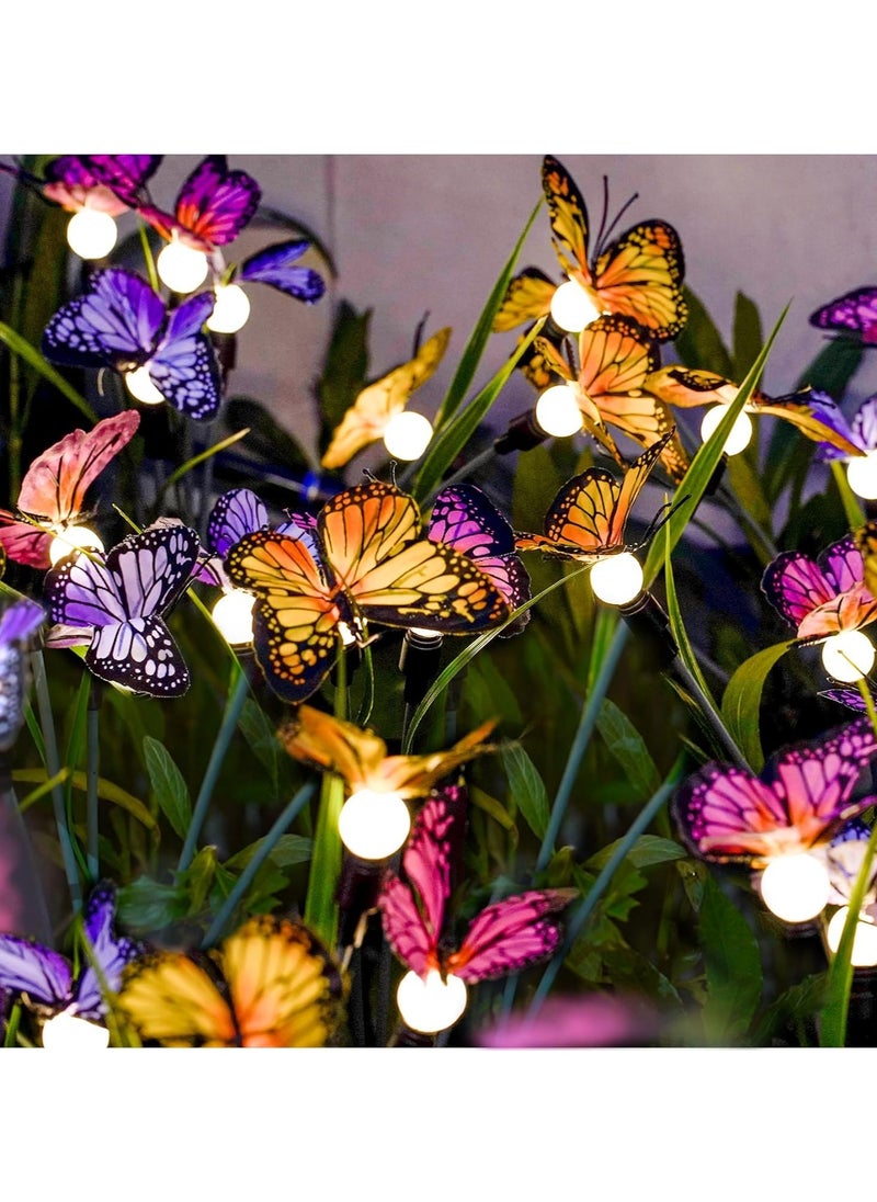 Solar Garden Lights, Butterfly Solar Lights for Outside- Waterproof Fairy Lights for Outdoor Yard Patio Pathway Lawn Decoration - Realistic Butterflies & Dragonflies(2 Pack)