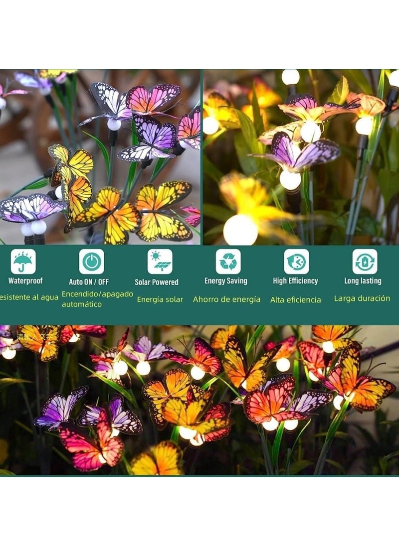 Solar Garden Lights, Butterfly Solar Lights for Outside- Waterproof Fairy Lights for Outdoor Yard Patio Pathway Lawn Decoration - Realistic Butterflies & Dragonflies(2 Pack)