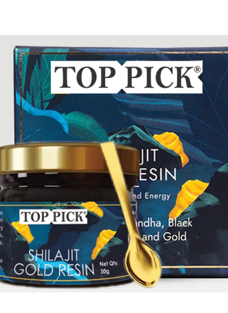 Shilajit Gold Resin 30g - Helps in boosting Stamina - Contains 24 Carat Gold - 100% Ayurvedic