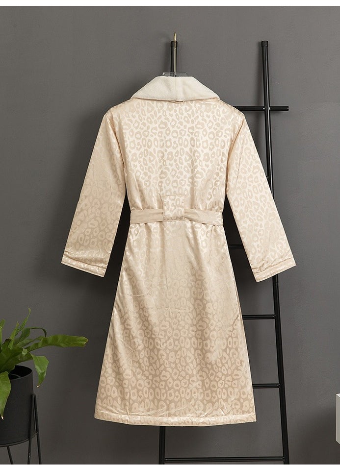 Luxury Imitation Silk Double-Layer Warm Bathrobe, Home Postpartum Clothing