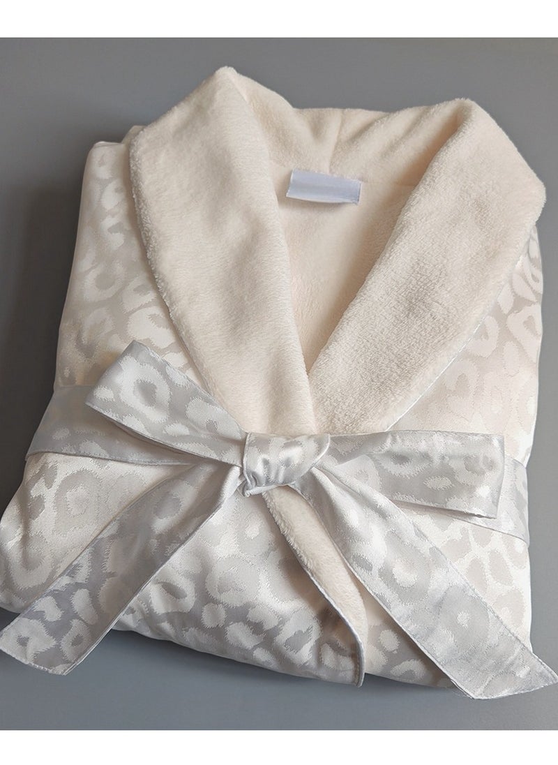 Luxury Imitation Silk Double-Layer Warm Bathrobe, Home Postpartum Clothing