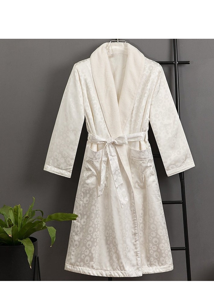 Luxury Imitation Silk Double-Layer Warm Bathrobe, Home Postpartum Clothing