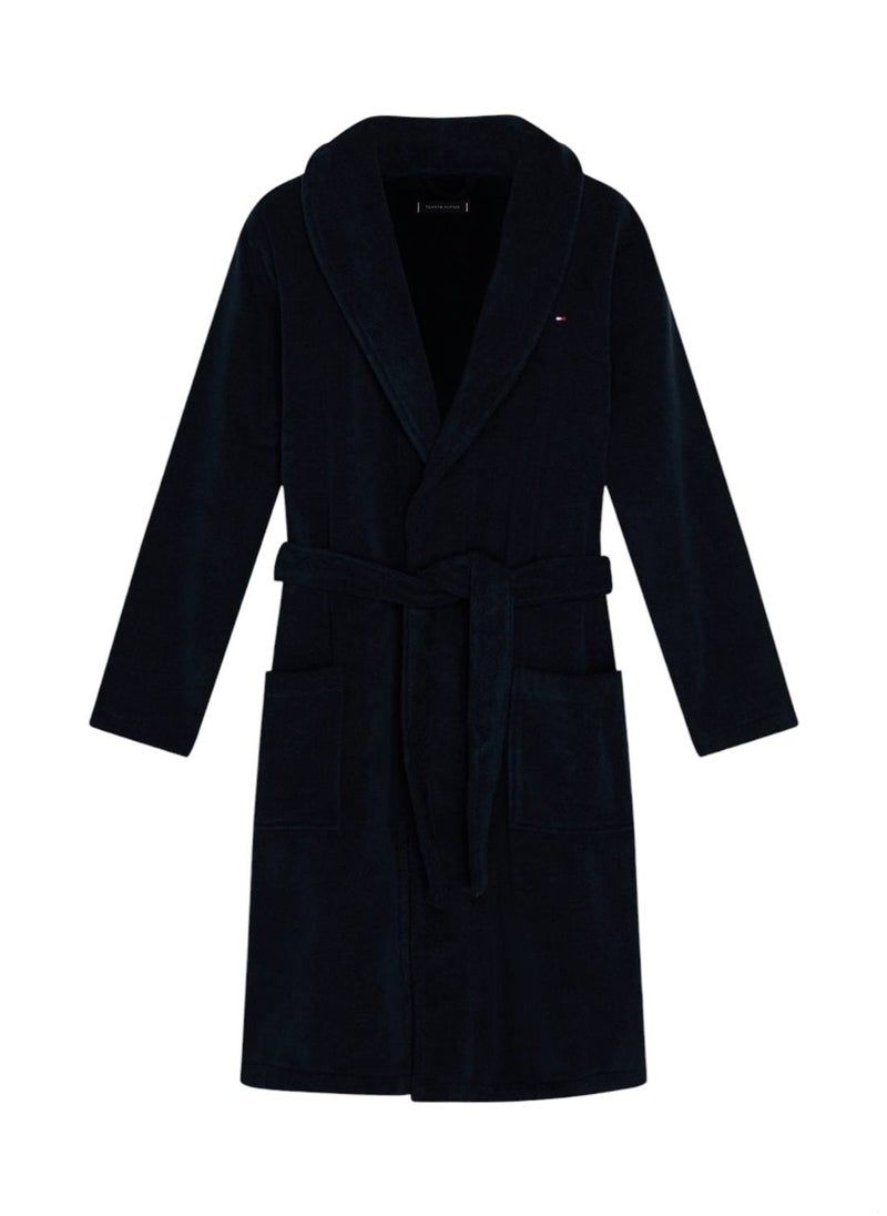 Men's Cotton Towelling Bathrobe - Cotton, Blue