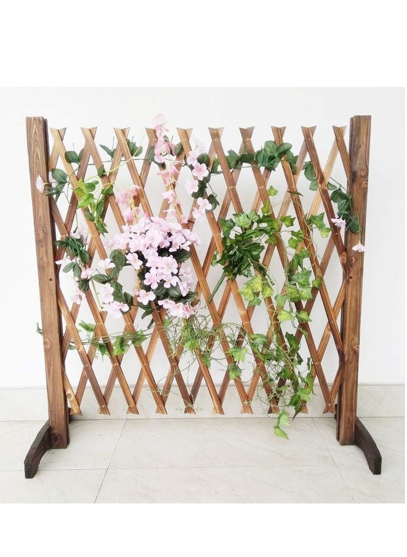 𝐅𝐅𝐃 Expandable Wooden Garden Fence - Portable and Versatile Wooden Wicker Fence for Home and Garden, Wall Hanging Wooden Fence for Decor and Plant Trellis Frame