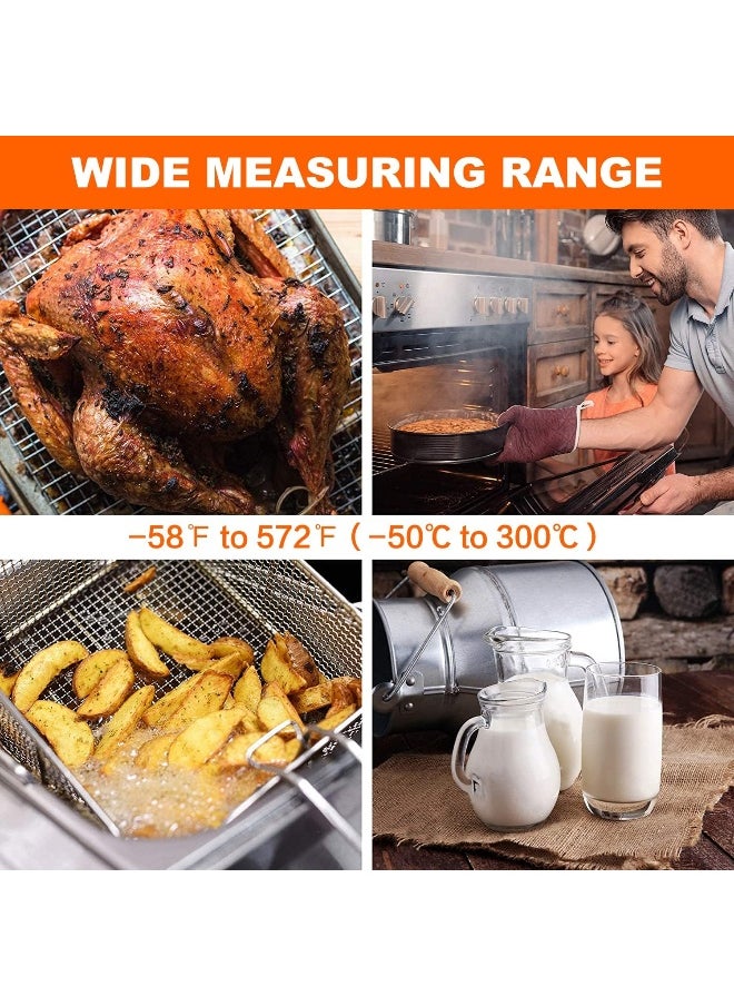 Digital Meat Thermometer Food Thermometer with LCD Magnet and Corkscrew, IPX6 Super Waterproof Kitchen Cooking Thermometer Probe for Baking, Oven, Fryer, Candy, Grill, BBQ and Turkey (BLACK)