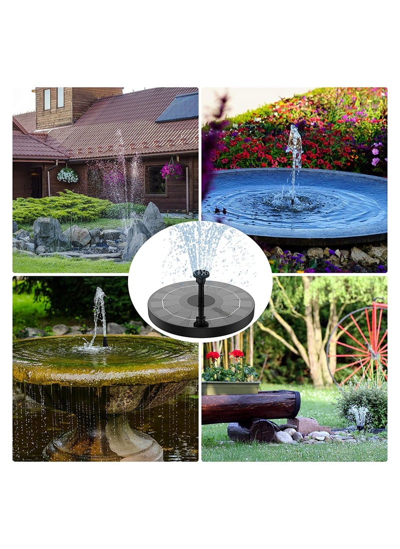 2.5W Solar Fountain Pump Solar Bird Bath Fountain With 6 Nozzles, Solar Water Fountain For Bird Bath Garden Ponds Pool Fish Tank Outdoor