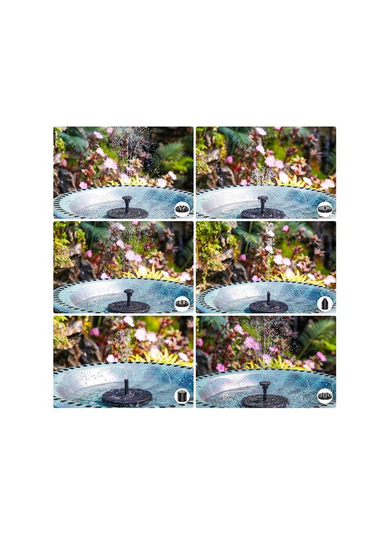 2.5W Solar Fountain Pump Solar Bird Bath Fountain With 6 Nozzles, Solar Water Fountain For Bird Bath Garden Ponds Pool Fish Tank Outdoor