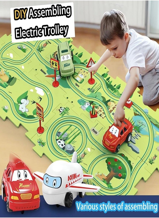 Puzzle Racer Car Track, Puzzle Racer Kids Car Track Set, Puzzle Track Car Play Set, Puzzle Car Track Toy, Puzzle Vehicle Track