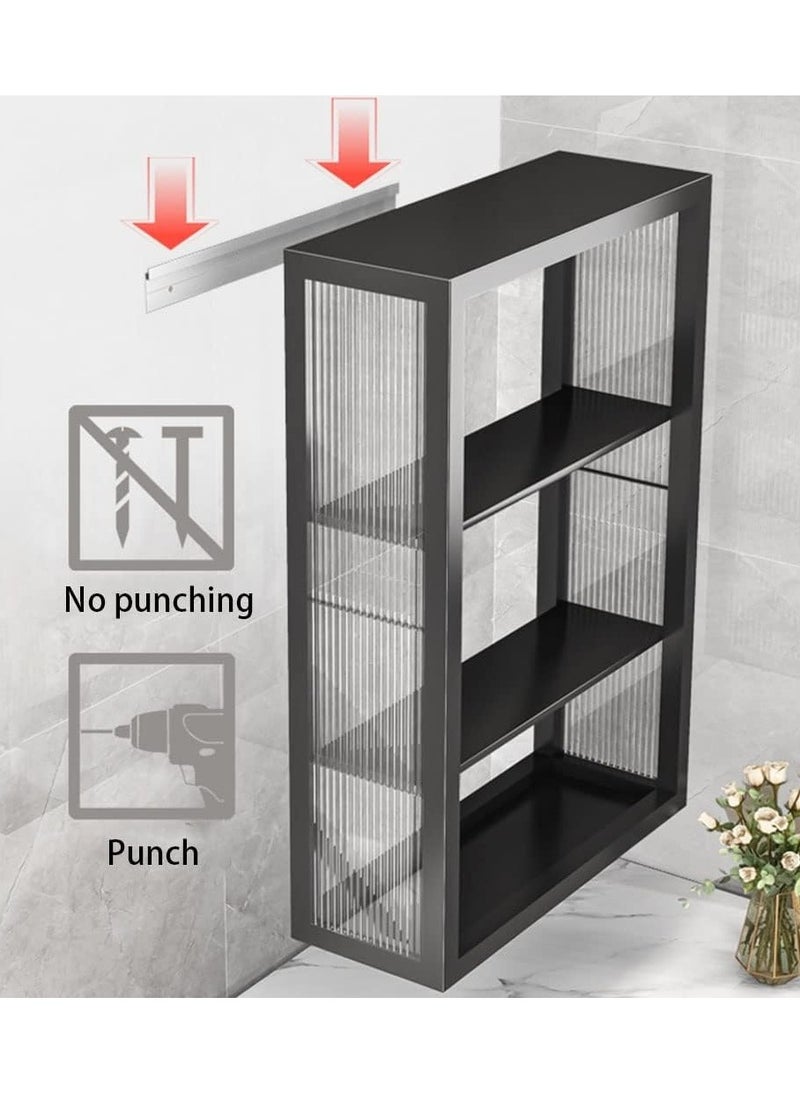 3 Tier Dustproof Storage Cabinet Punch-free Toilet Top Bathroom Storage Rack Shower Organizer Bathroom Wall Cabinet