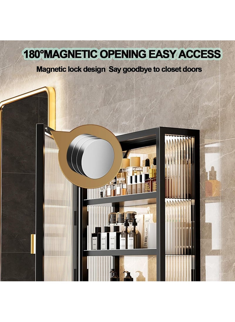 3 Tier Dustproof Storage Cabinet Punch-free Toilet Top Bathroom Storage Rack Shower Organizer Bathroom Wall Cabinet