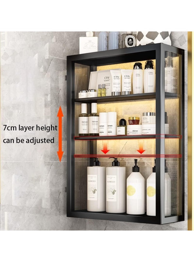 3 Tier Dustproof Storage Cabinet Punch-free Toilet Top Bathroom Storage Rack Shower Organizer Bathroom Wall Cabinet
