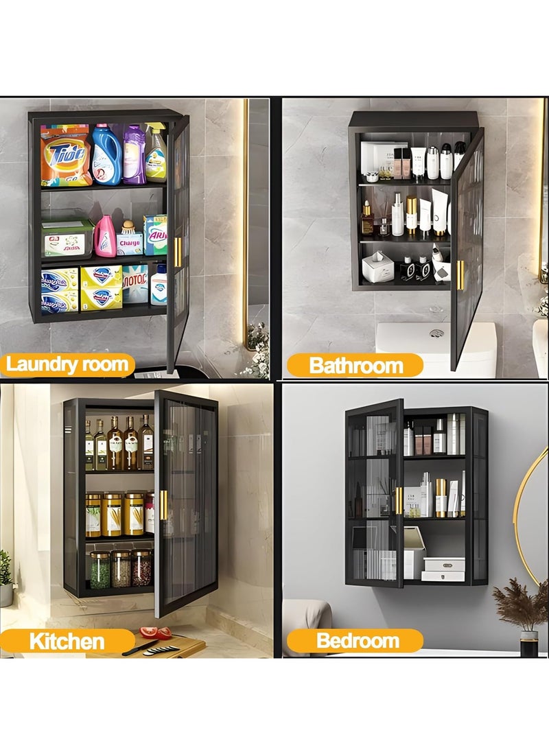 3 Tier Dustproof Storage Cabinet Punch-free Toilet Top Bathroom Storage Rack Shower Organizer Bathroom Wall Cabinet