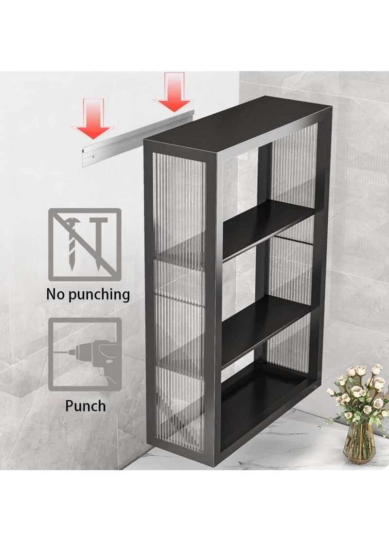 COOLBABY 3 Tier Dustproof Storage Cabinet Punch-free Toilet Top Bathroom Storage Rack Shower Organizer Bathroom Wall Cabinet