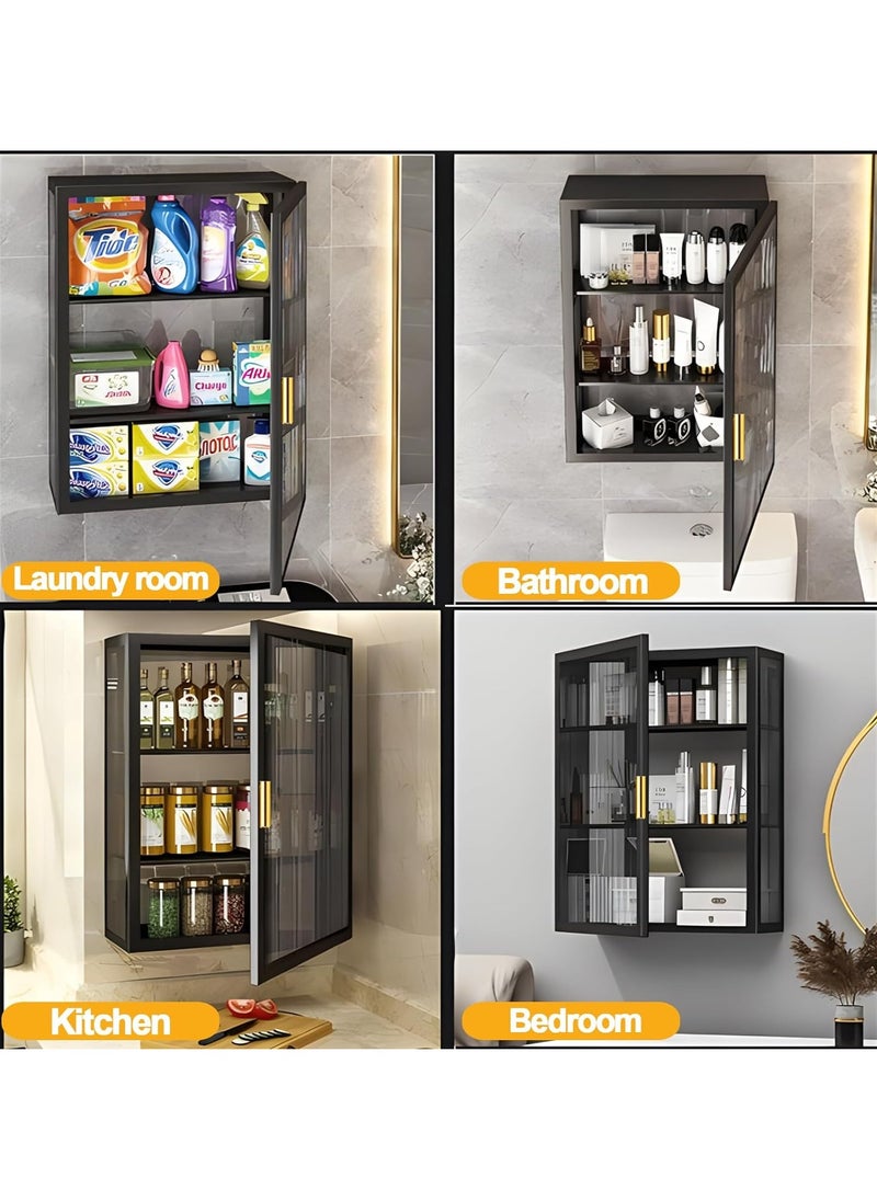 COOLBABY 3 Tier Dustproof Storage Cabinet Punch-free Toilet Top Bathroom Storage Rack Shower Organizer Bathroom Wall Cabinet