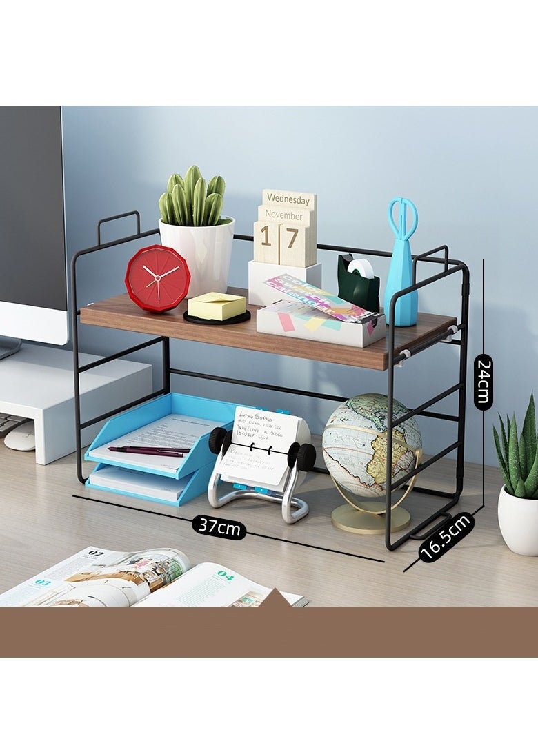 Sleek Metal Desk Shelf Organizer – Space-Efficient Desktop Storage for Office Supplies, Adjustable Single-Tier Design, Stackable for Custom Setup