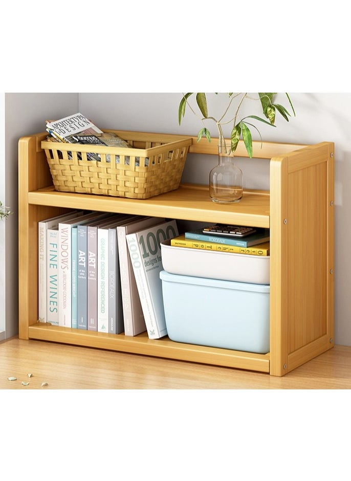 Two Shelf Wood Desktop Bookshelf Organizer and Office Storage Rack for Office Supplies & Home Decor