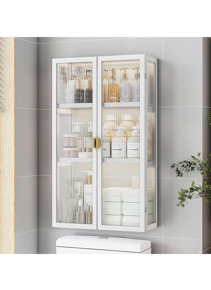 3 Tier Bathroom Storage Cabinet, Wall Mounted with Clear Doors