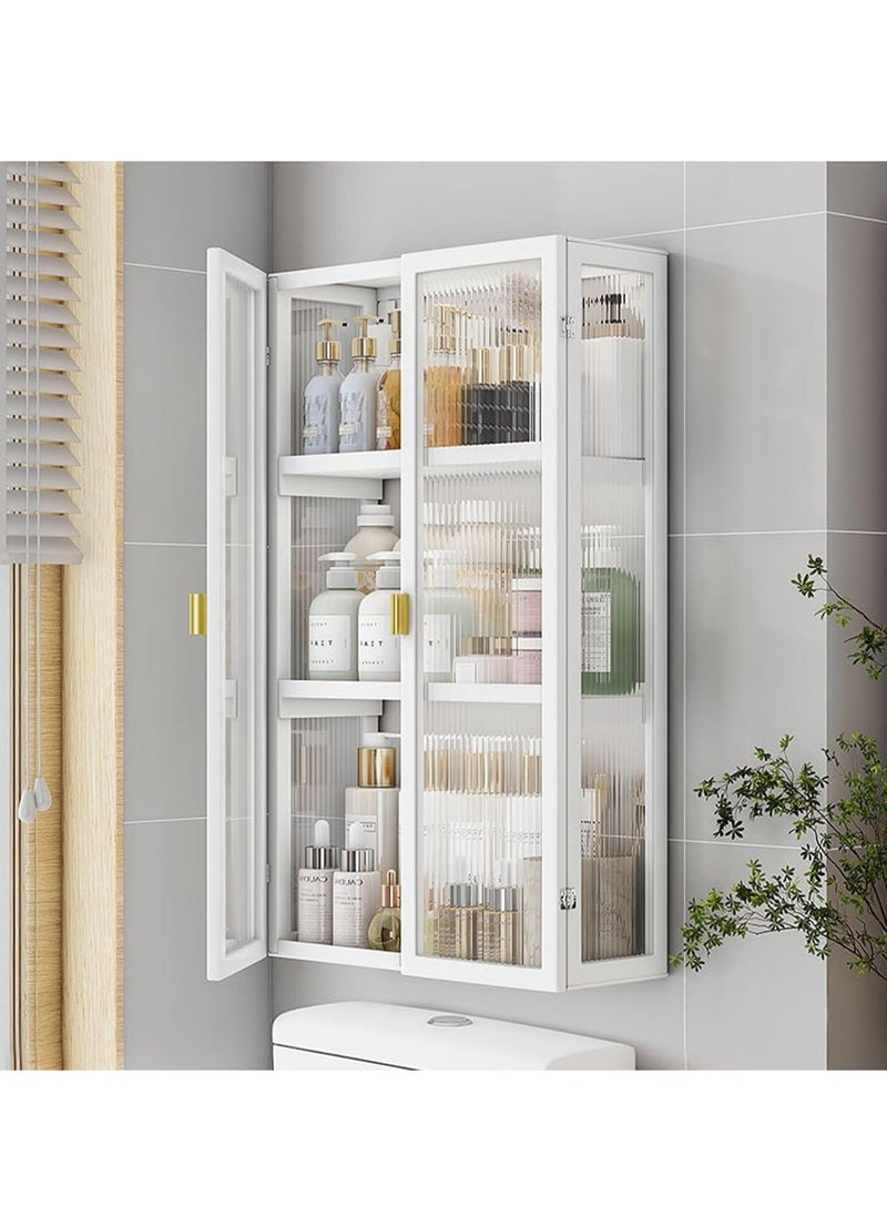 3 Tier Bathroom Storage Cabinet, Wall Mounted with Clear Doors