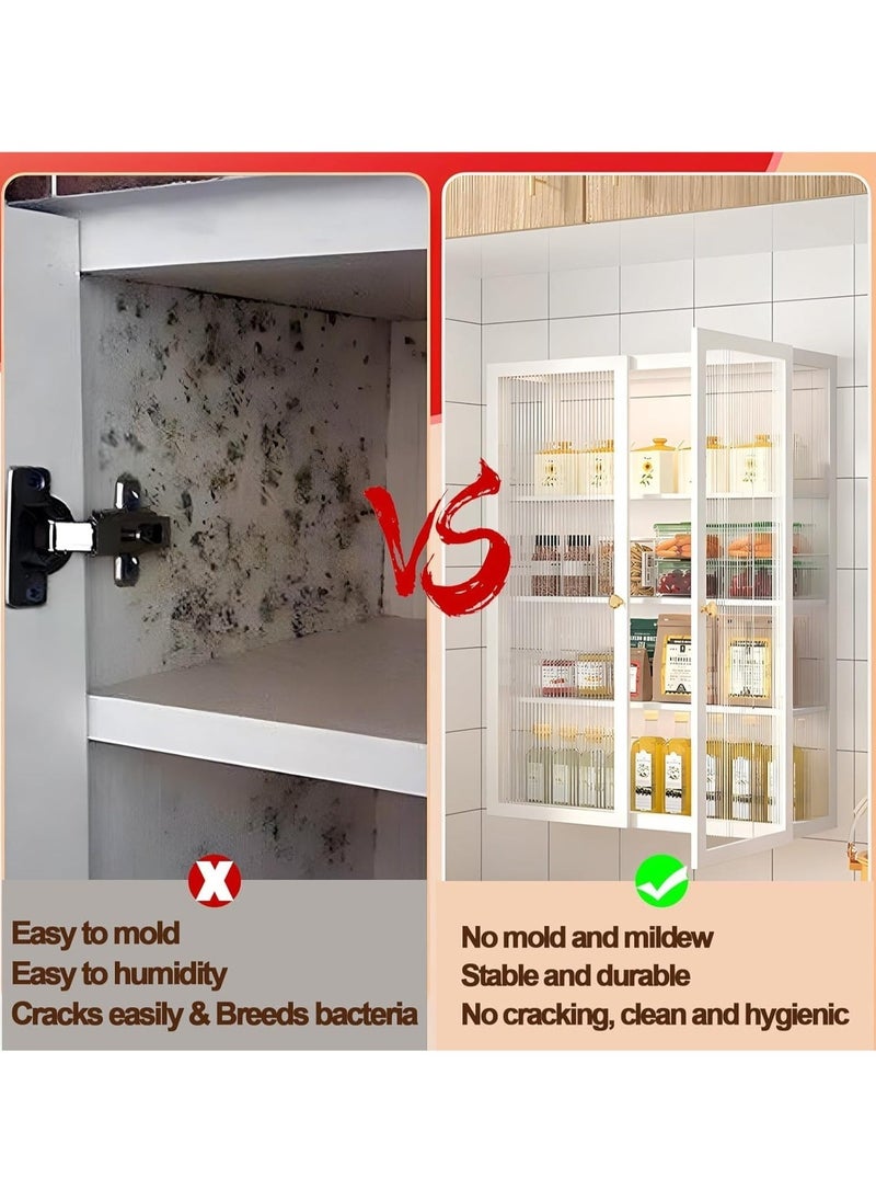 3 Tier Bathroom Storage Cabinet, Wall Mounted with Clear Doors