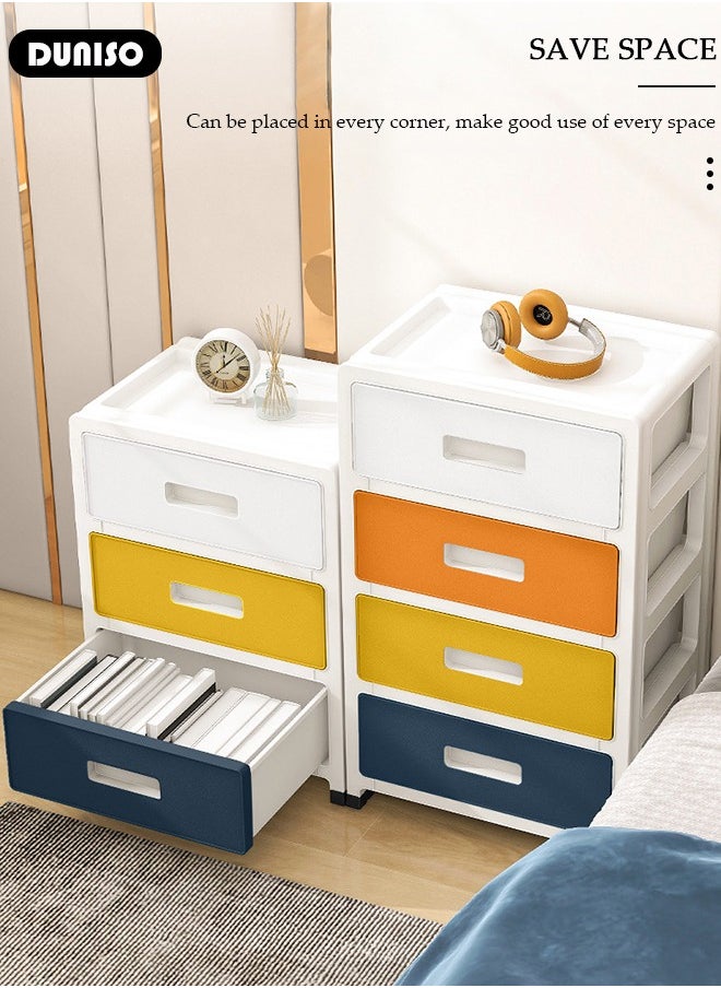 4-layers Drawer Storage Cabinet with Wheels,Toy Storage Box, Plastic Floor Storage Cabinet Drawer Storage Organizer for Clothes,Toys, Dust-proof Storage Containers Shelf Box for Living Room,Bathroom,Ktchen,Bedroom