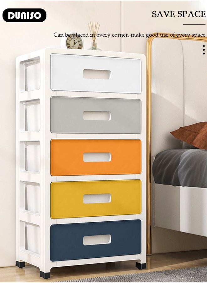 5-layers Drawer Storage Cabinet with Wheels,Toy Storage Box, Plastic Floor Storage Cabinet Drawer Storage Organizer for Clothes,Toys, Dust-proof Storage Containers Shelf Box for Living Room,Bathroom,kitchen,bedroom (35*26*70.5cm)