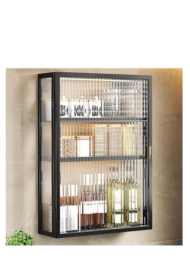COOLBABY 3 Tier Bathroom storage Cabinet Shelf Wall Mounted Storage Cabinet with Clear Doors for Bedroom Bathroom Living Room Kitchen Storage Organizer