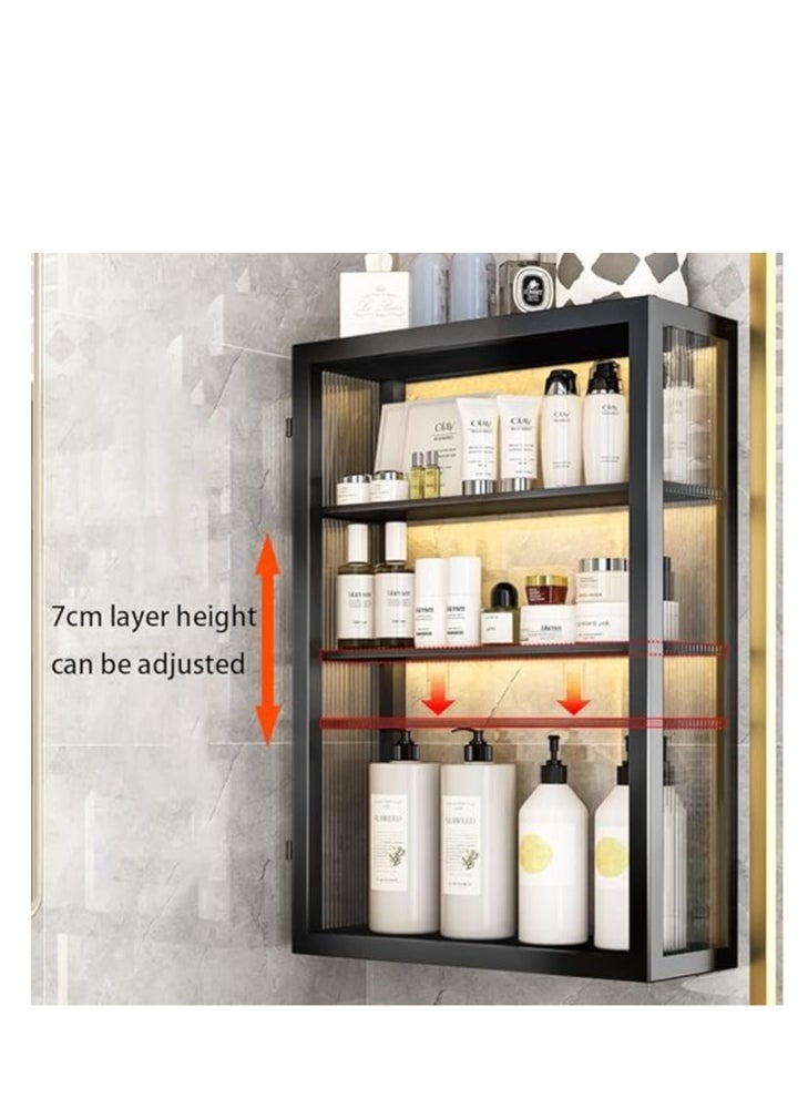 COOLBABY 3 Tier Bathroom storage Cabinet Shelf Wall Mounted Storage Cabinet with Clear Doors for Bedroom Bathroom Living Room Kitchen Storage Organizer