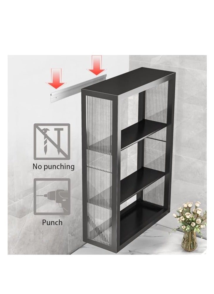 COOLBABY 3 Tier Bathroom storage Cabinet Shelf Wall Mounted Storage Cabinet with Clear Doors for Bedroom Bathroom Living Room Kitchen Storage Organizer