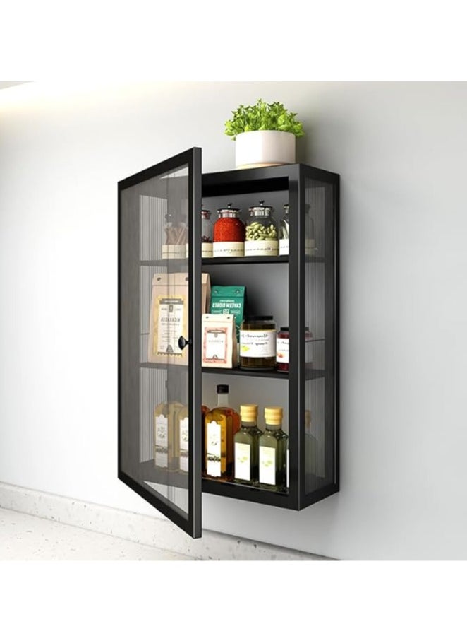 COOLBABY 3 Tier Bathroom storage Cabinet Shelf Wall Mounted Storage Cabinet with Clear Doors for Bedroom Bathroom Living Room Kitchen Storage Organizer
