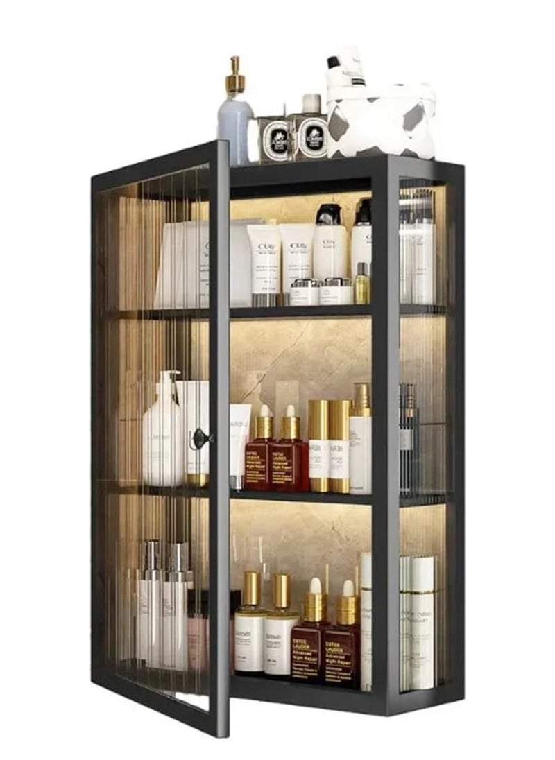 COOLBABY 3 Tier Bathroom storage Cabinet Shelf Wall Mounted Storage Cabinet with Clear Doors for Bedroom Bathroom Living Room Kitchen Storage Organizer