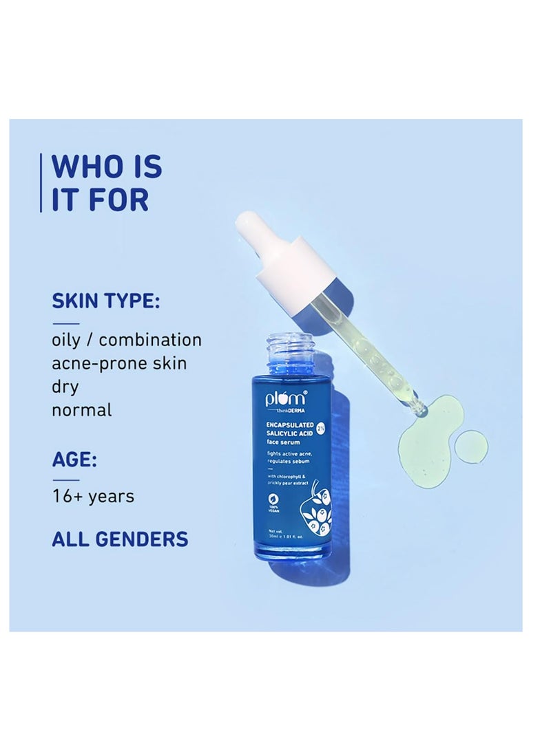 2% Encapsulated Salicylic Acid Face Serum Fights Active Acne Regulates Sebum Controls Oil Calms & Soothes Inflammation Lightweight