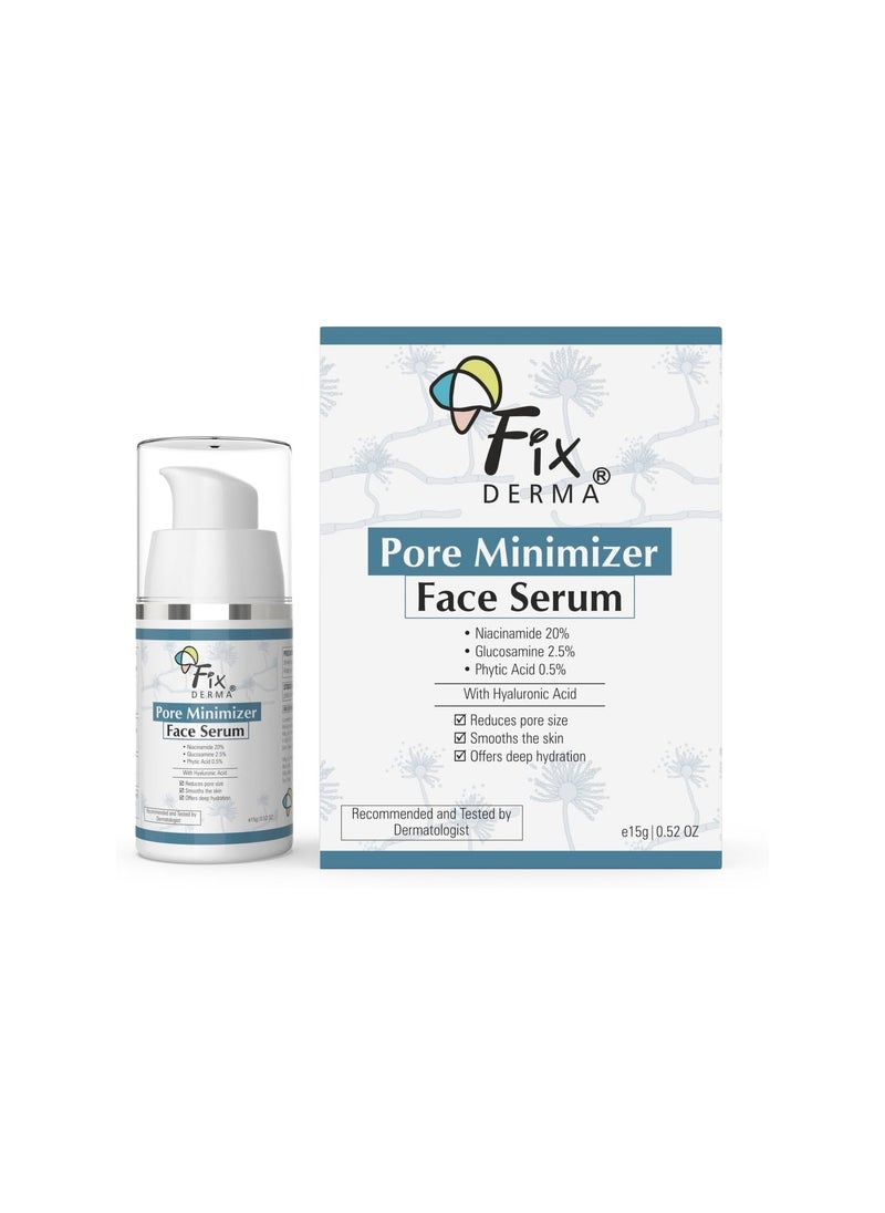 Fixderma 20% Niacinamide Serum for Face for Pore Minimizer with 2.5% Glucosamine & Hyaluronic Acid Serum | Open Pores Serum | Hydrating Serum | Face Serum for Men & Women - 15g